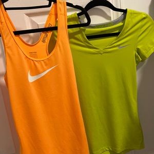 Set of 2 Neon Nike Pro tops XS
